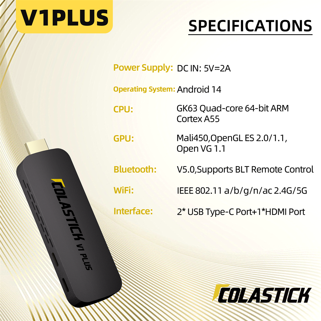 ColaStick V1 Plus specifications overview